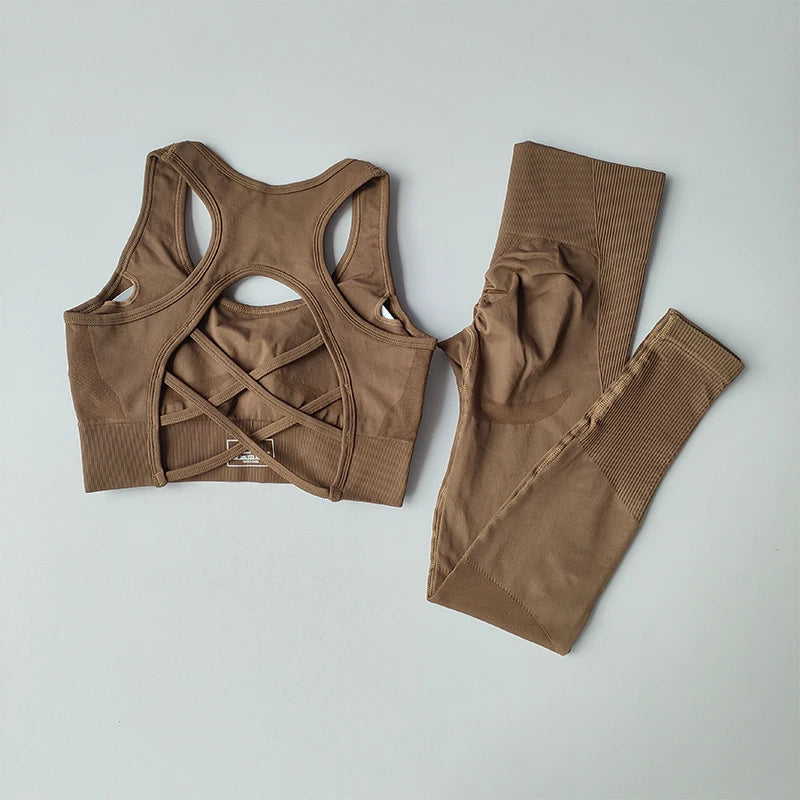 Conjunto de sutiã esportivo feminino 2 peças, sutiã profissional fitness