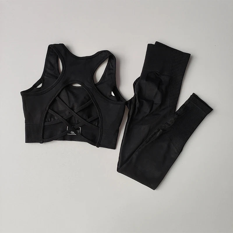 Conjunto de sutiã esportivo feminino 2 peças, sutiã profissional fitness